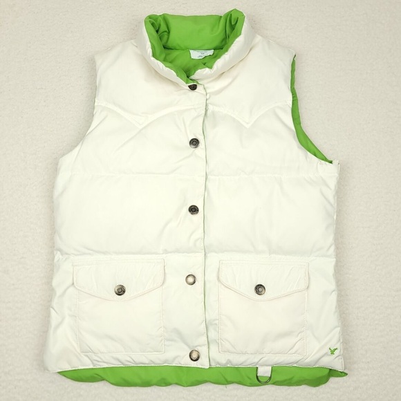 American Eagle Outfitters Jackets & Blazers - American Eagle Outfitters Down Puffer Vest Size Large White Green Reversible